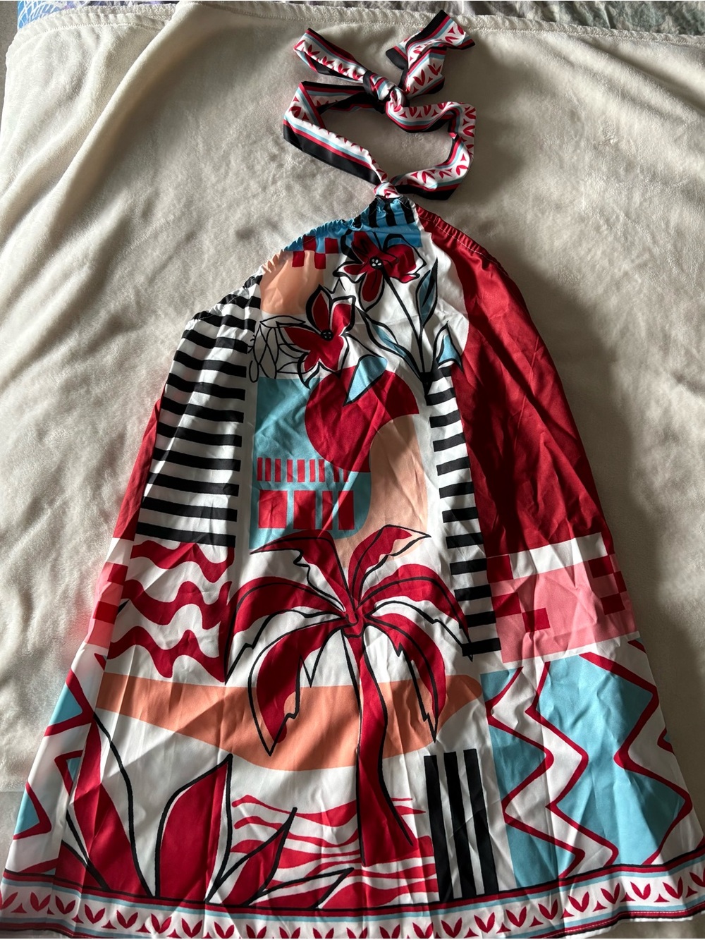 Girls' Red Floral Halter Dress